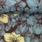 Preview: Viskose Florecita by Bienvenido Colorido mint/gelbe Blüten, braun